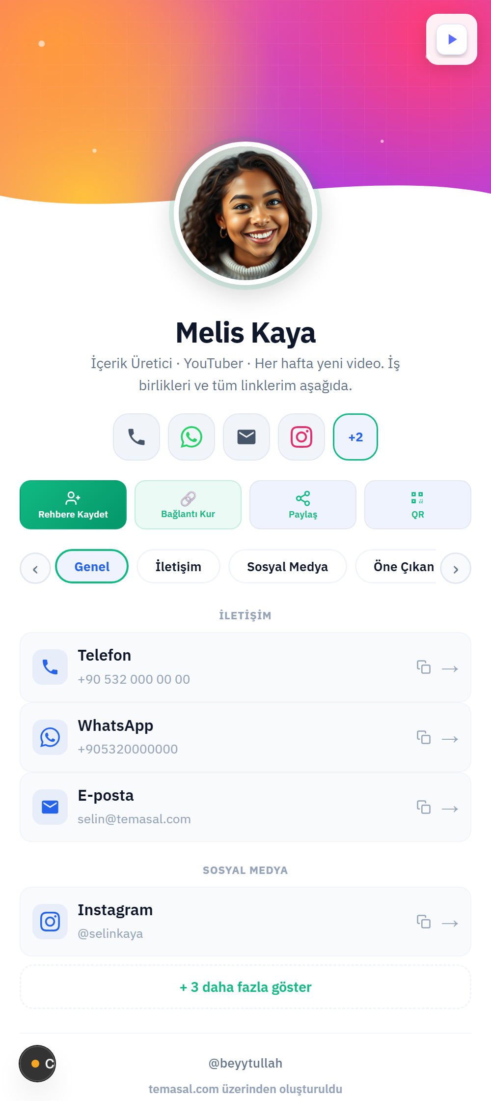 temasal dijital kartvizit